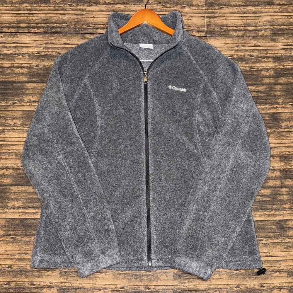 Columbia Jacket Womens XL Gray Fleece Full Zip Outdoor Hiking Sweater Coat Warm